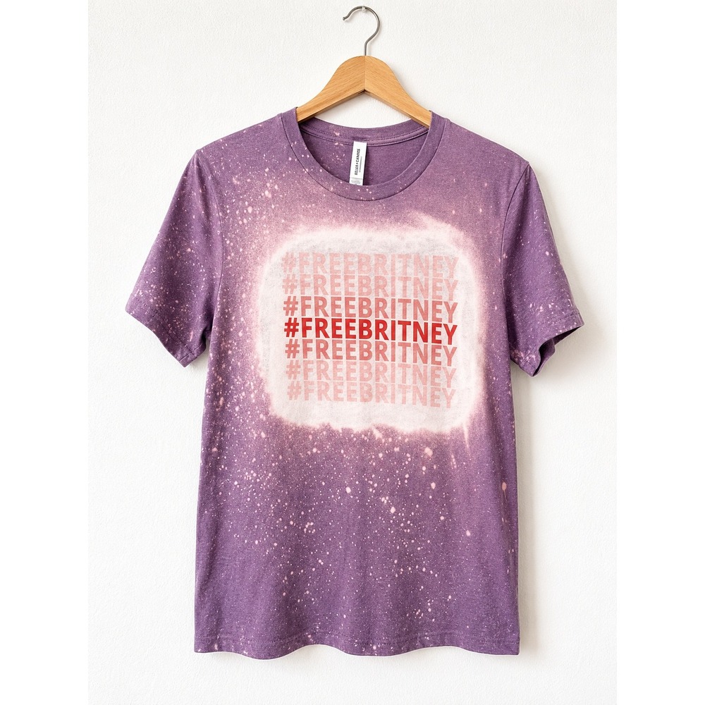 Britney Spears #FreeBritney Bleached Graphic Tee Purple Bella‎ Canvas Shirt